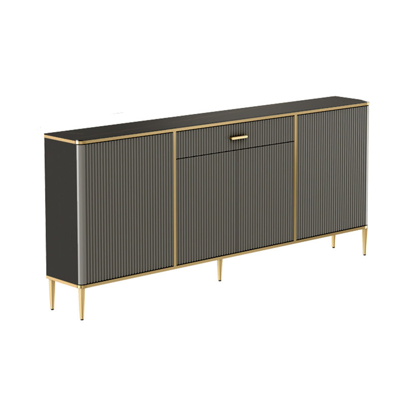 Glam Dark Gray Credenza Sintered Stone Top Sideboard Cabinet for Dining Room