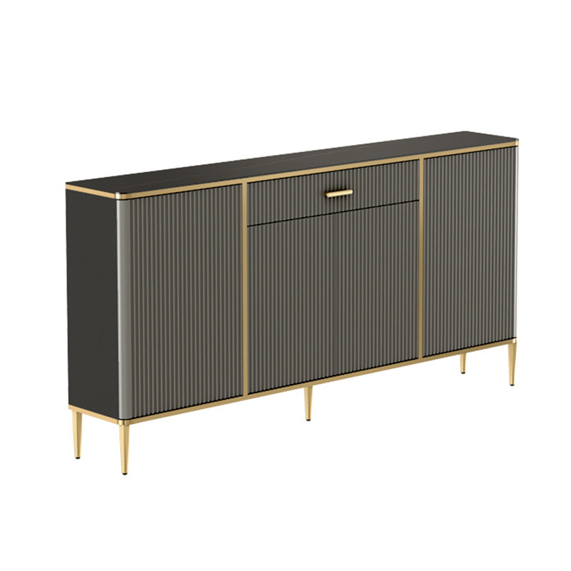 Glam Dark Gray Credenza Sintered Stone Top Sideboard Cabinet for Dining Room