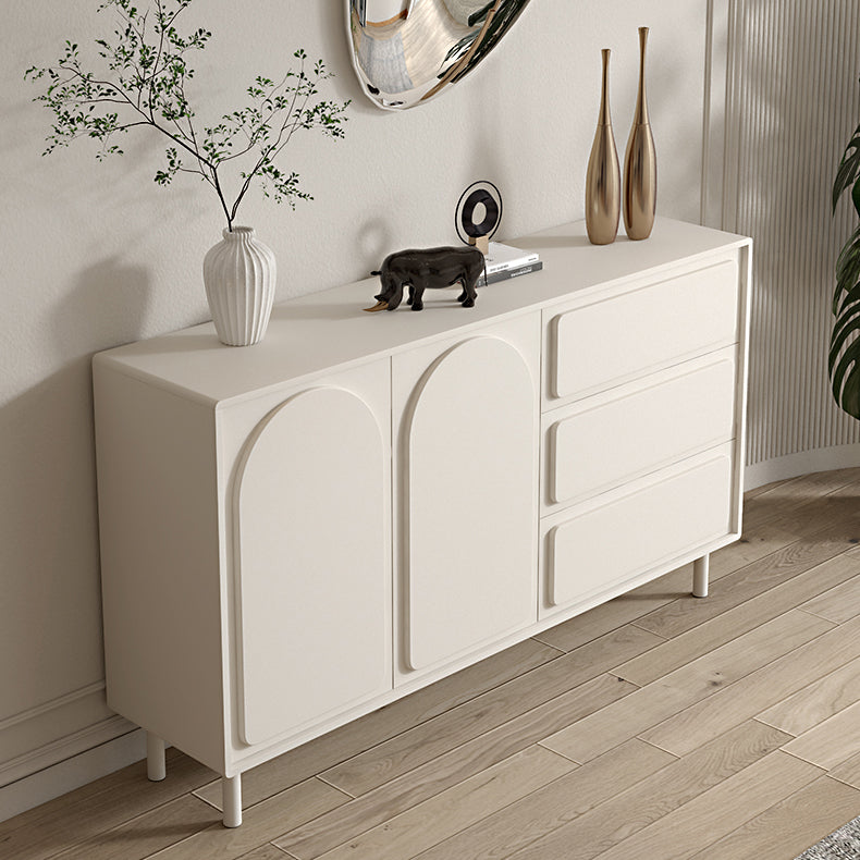 White Engineered Wood Buffet Server Modern Sideboard with Drawers