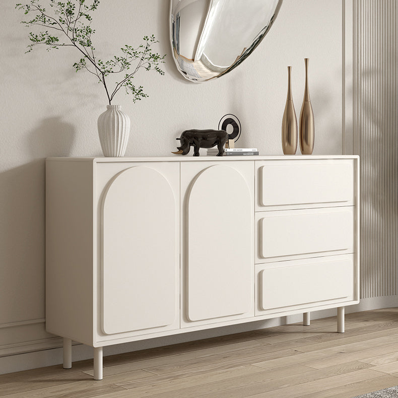 White Engineered Wood Buffet Server Modern Sideboard with Drawers