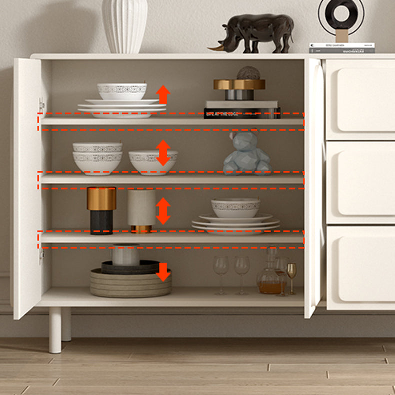 White Engineered Wood Buffet Server Modern Sideboard with Drawers