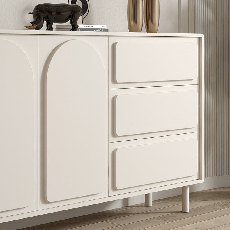 White Engineered Wood Buffet Server Modern Sideboard with Drawers