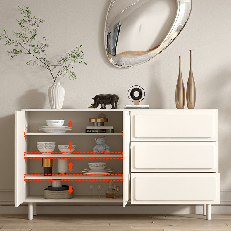 White Engineered Wood Buffet Server Modern Sideboard with Drawers