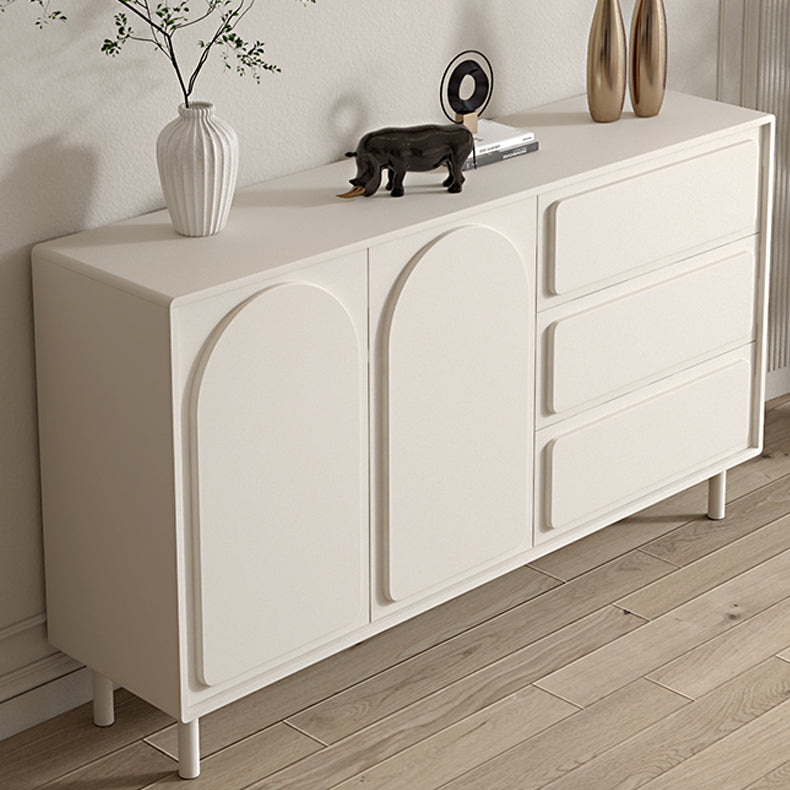 White Engineered Wood Buffet Server Modern Sideboard with Drawers