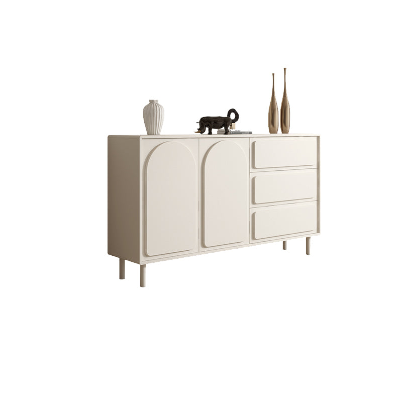 White Engineered Wood Buffet Server Modern Sideboard with Drawers