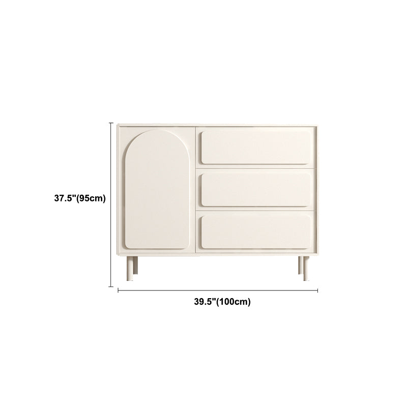 White Engineered Wood Buffet Server Modern Sideboard with Drawers