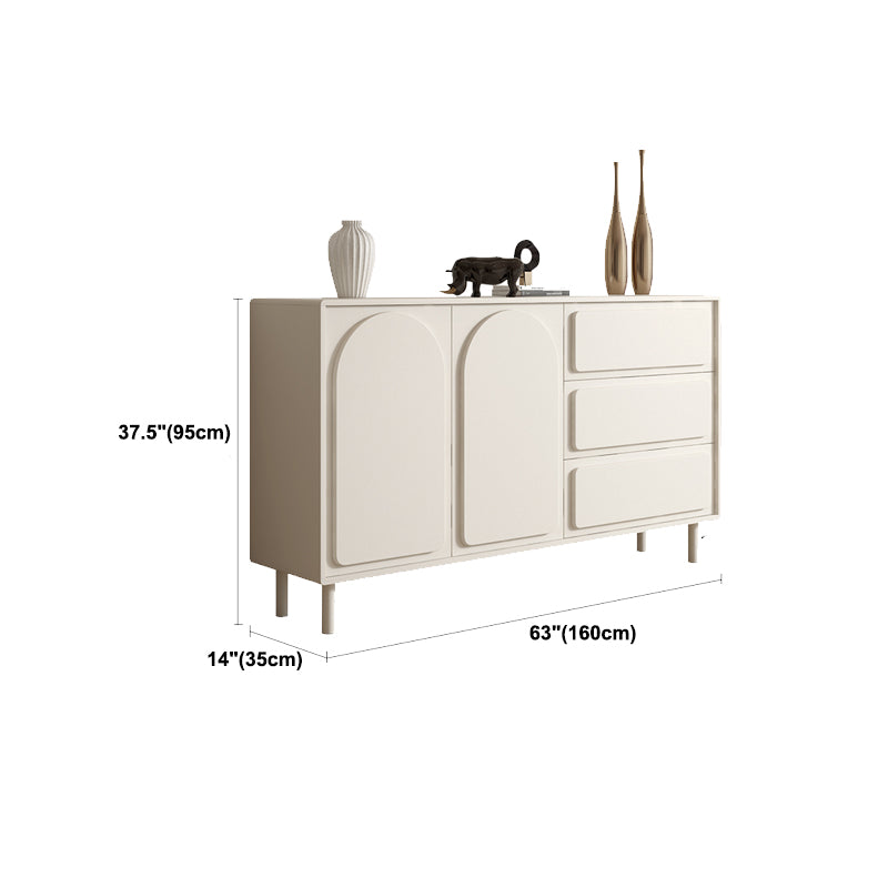 White Engineered Wood Buffet Server Modern Sideboard with Drawers