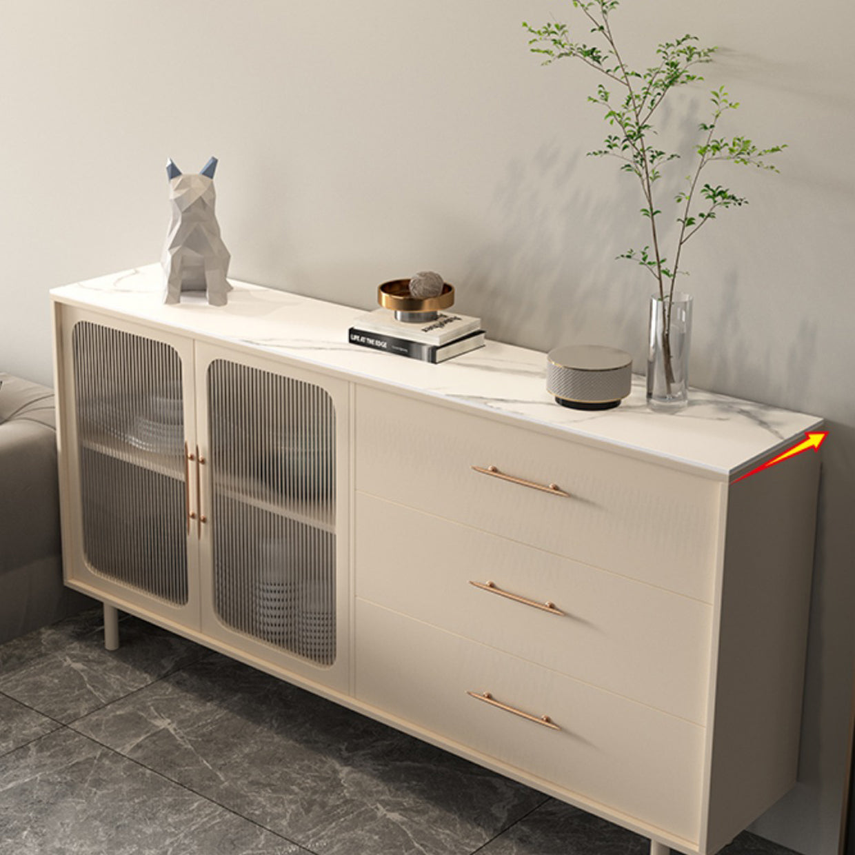 Contemporary Sideboard Buffet with Drawers Wood Buffet Server