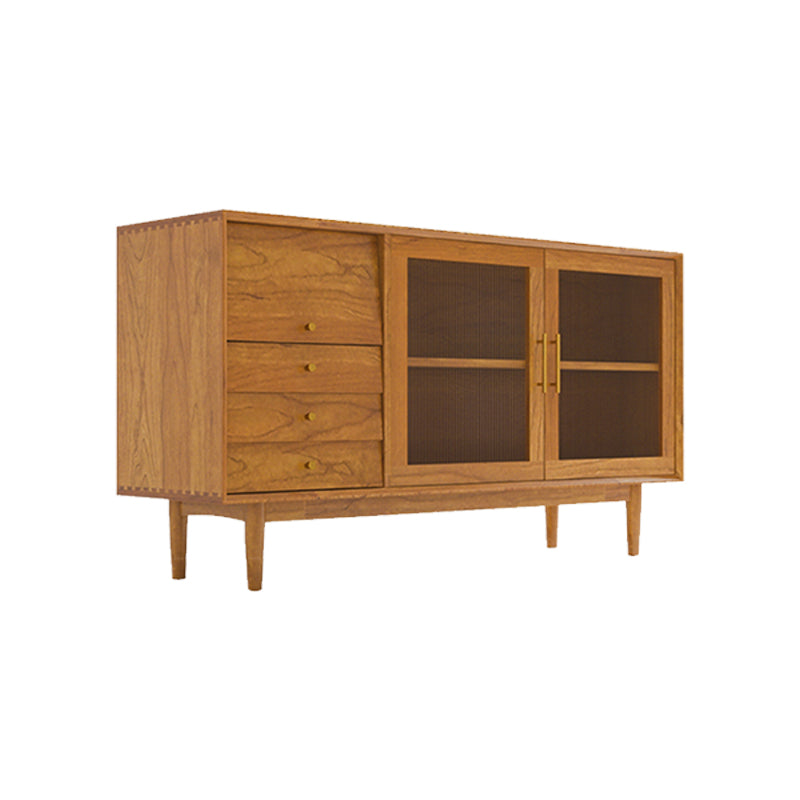 Pine Solid Wood Buffet Table Contemporary Buffet Server with Drawers