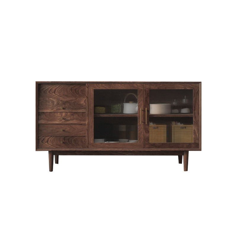 Pine Solid Wood Buffet Table Contemporary Buffet Server with Drawers