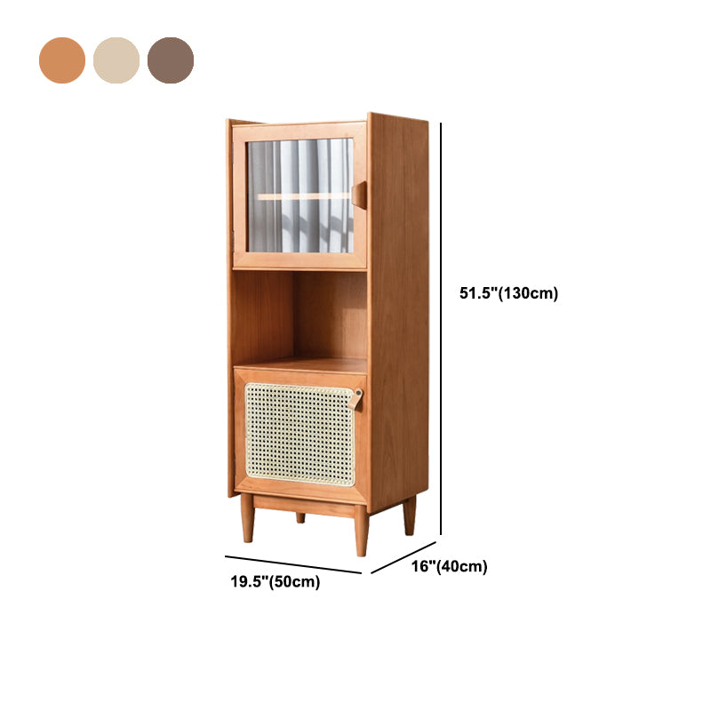 Solid Wood Buffet Server with Glass Door 51.2"H Contemporary Dining Server