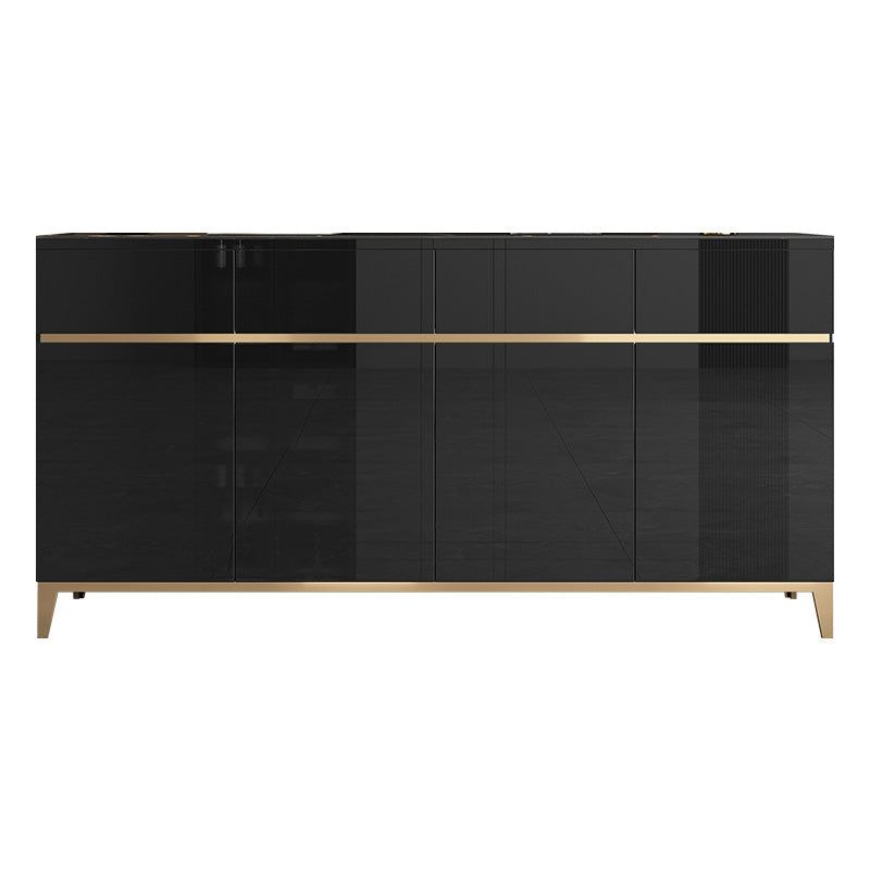 Glam Dining Server Stone and Wood Sideboard Table with Drawers