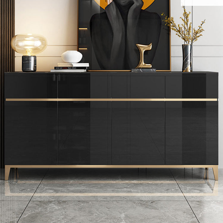 Glam Dining Server Stone and Wood Sideboard Table with Drawers