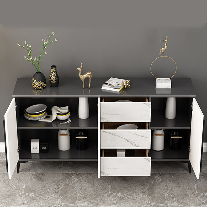 Engineered Wood Buffet Server with Drawers Modern Sideboard Table