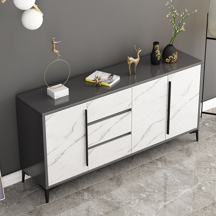 Engineered Wood Buffet Server with Drawers Modern Sideboard Table