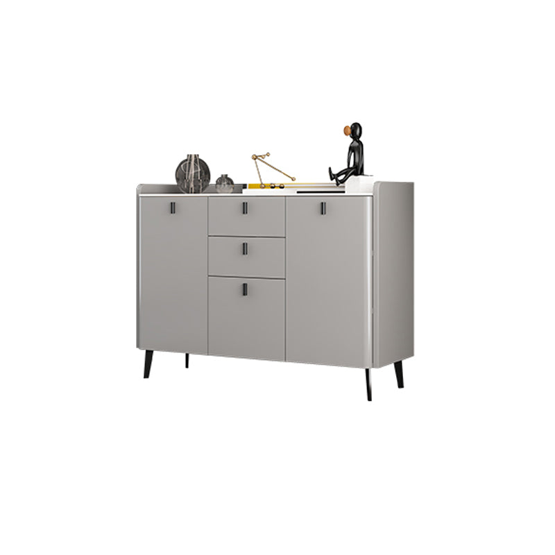 Modern Gray Sideboard Table with Drawers Wood and Stone Buffet Server