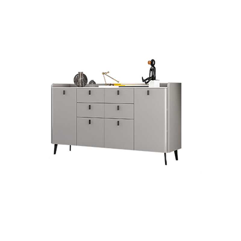 Modern Gray Sideboard Table with Drawers Wood and Stone Buffet Server