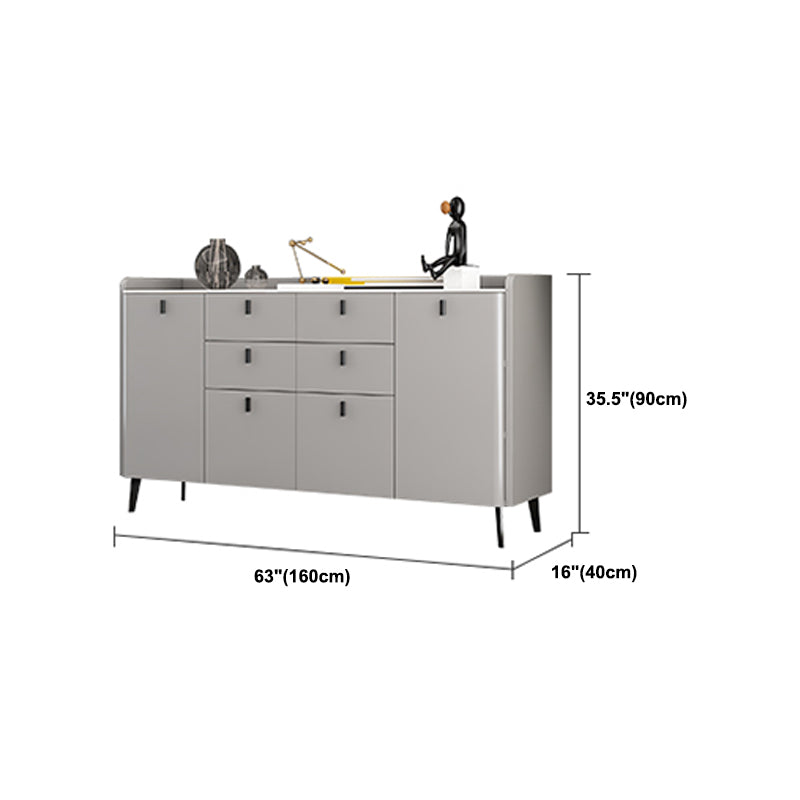 Modern Gray Sideboard Table with Drawers Wood and Stone Buffet Server