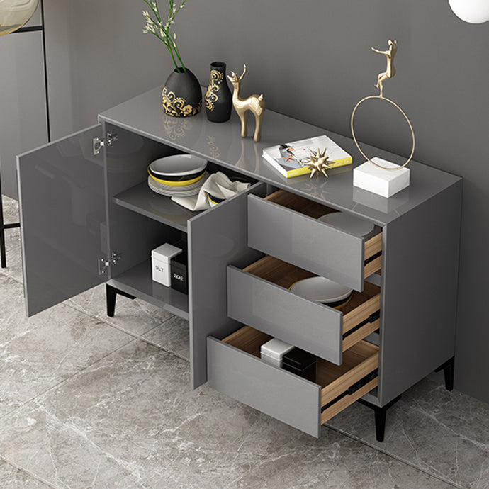 Contemporary Gray Sideboard Table Engineered Wood Dining Server