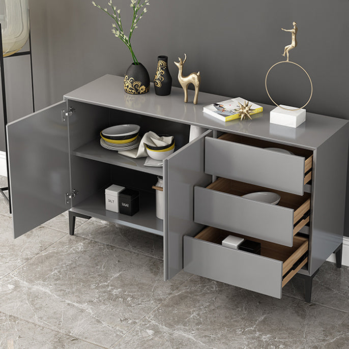 Contemporary Gray Sideboard Table Engineered Wood Dining Server