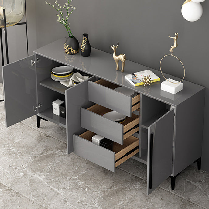 Contemporary Gray Sideboard Table Engineered Wood Dining Server