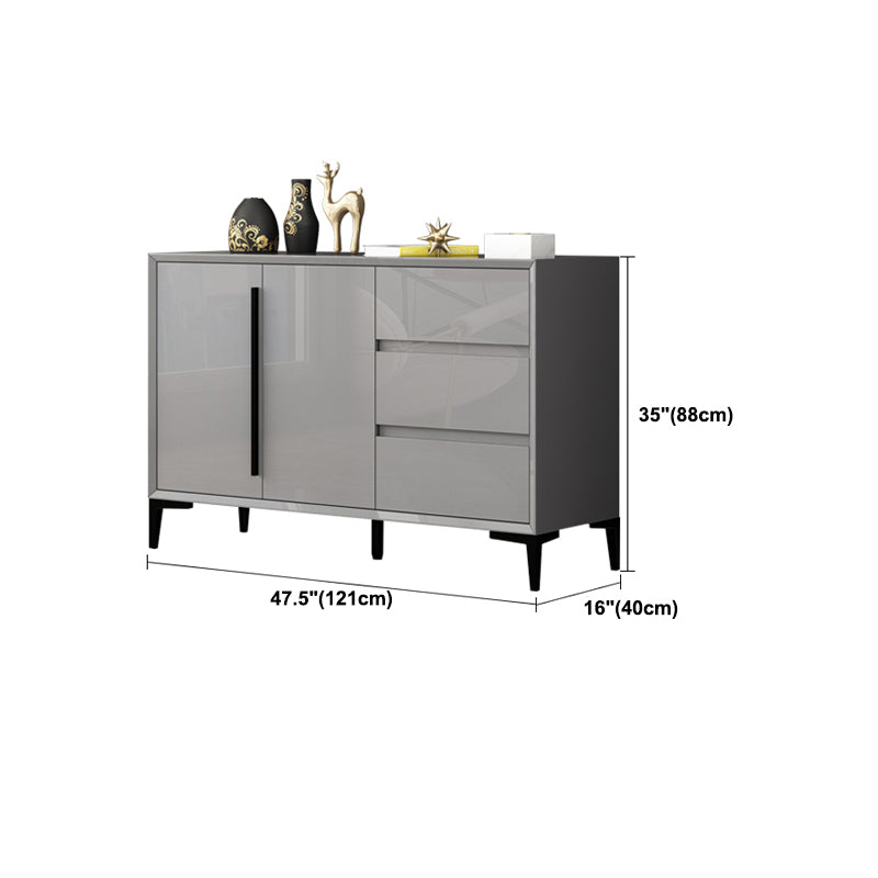 Contemporary Gray Sideboard Table Engineered Wood Dining Server