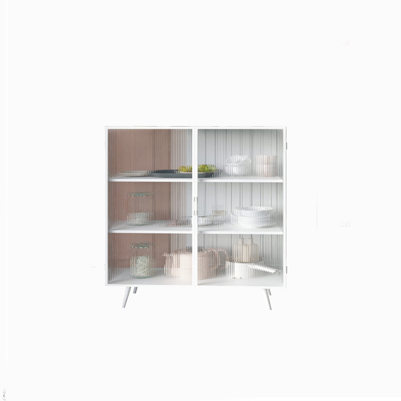 Steel Sideboard with 2 Glass Doors Modern Dining Server with Metal Legs