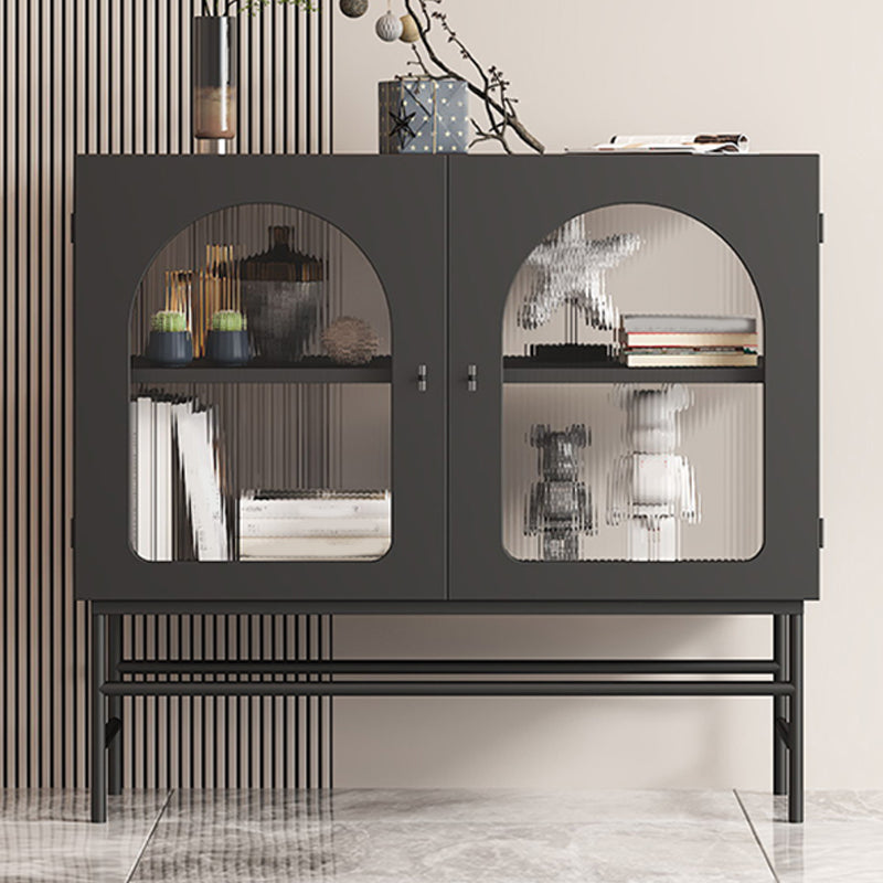 2 Doors Dining Server with Metal Frame Modern Home Sideboard with Cabinets