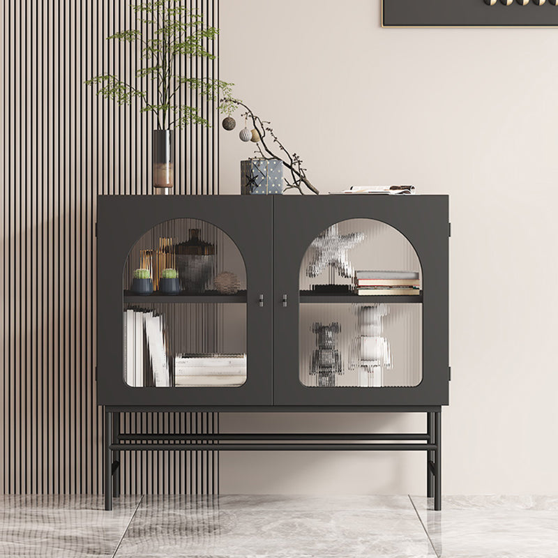 2 Doors Dining Server with Metal Frame Modern Home Sideboard with Cabinets