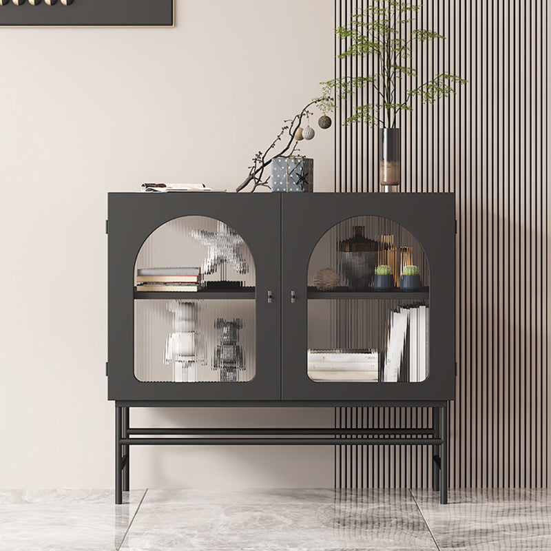 2 Doors Dining Server with Metal Frame Modern Home Sideboard with Cabinets