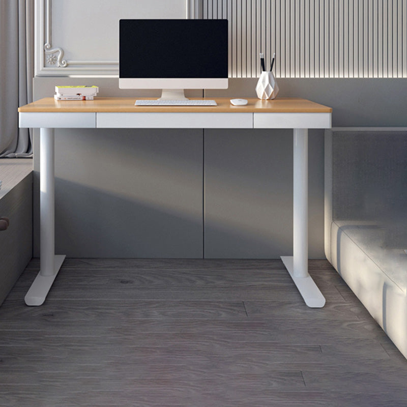 Contemporary Marble T-Shape Office Desk with Metal Legs Writing Desk