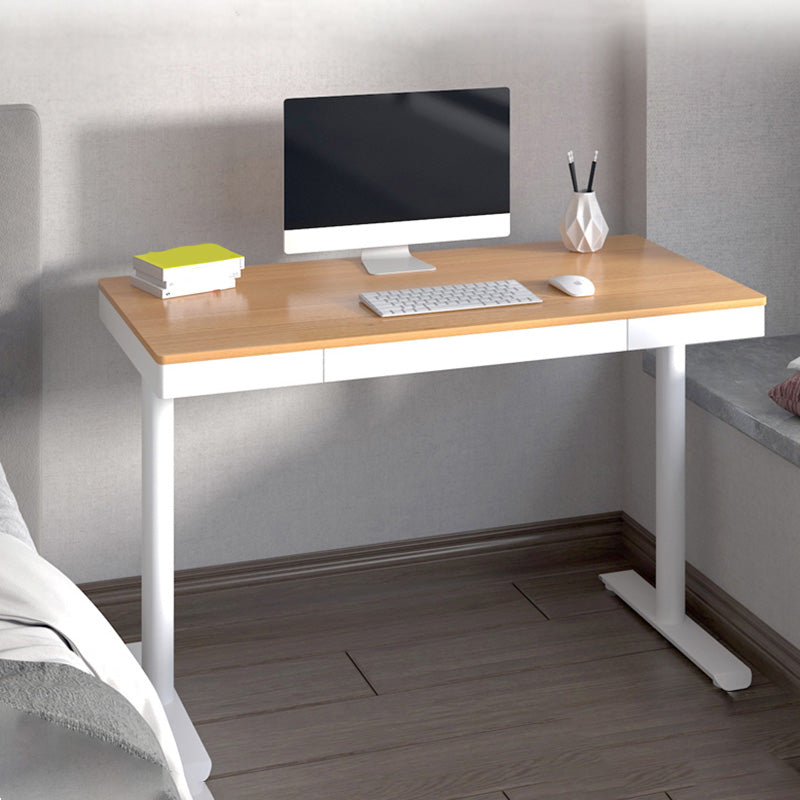 Contemporary Marble T-Shape Office Desk with Metal Legs Writing Desk