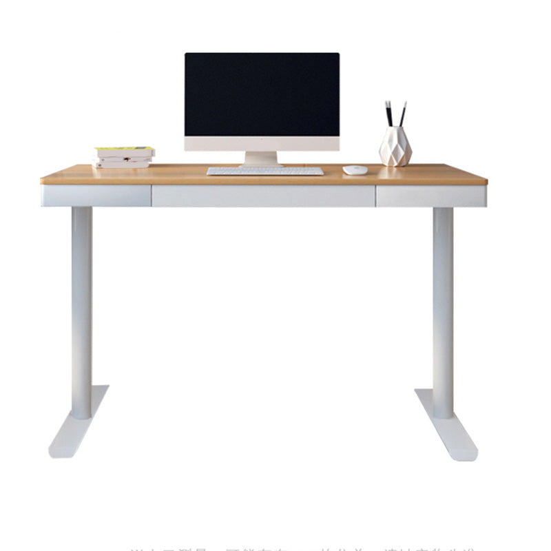 Contemporary Marble T-Shape Office Desk with Metal Legs Writing Desk