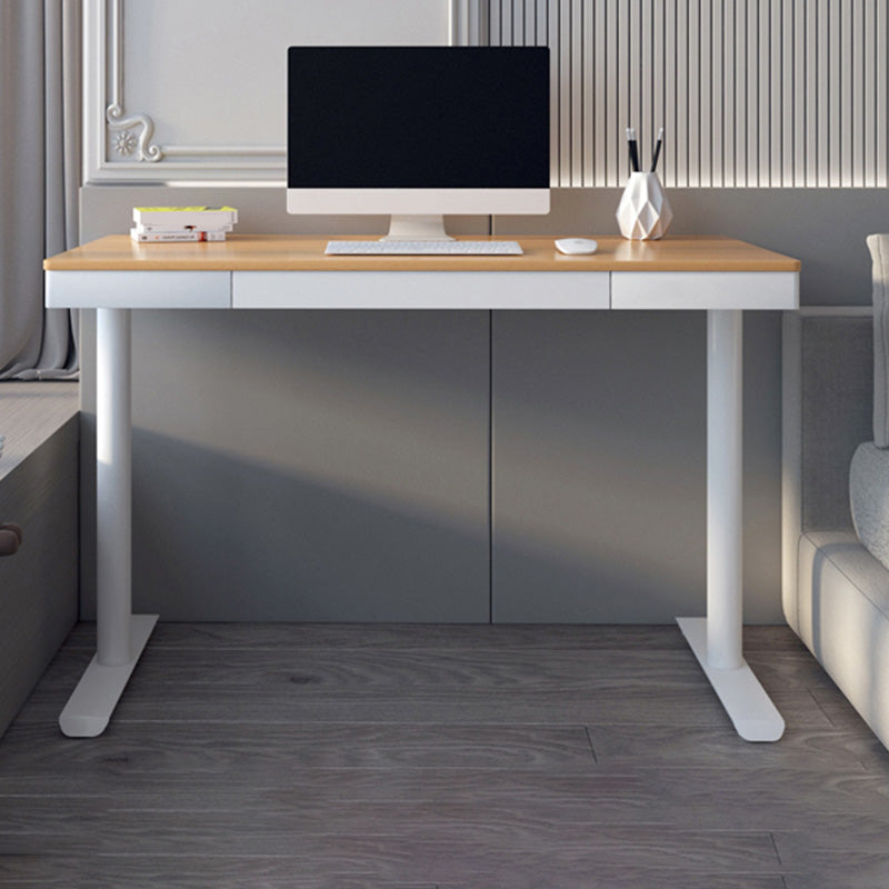 Contemporary Marble T-Shape Office Desk with Metal Legs Writing Desk