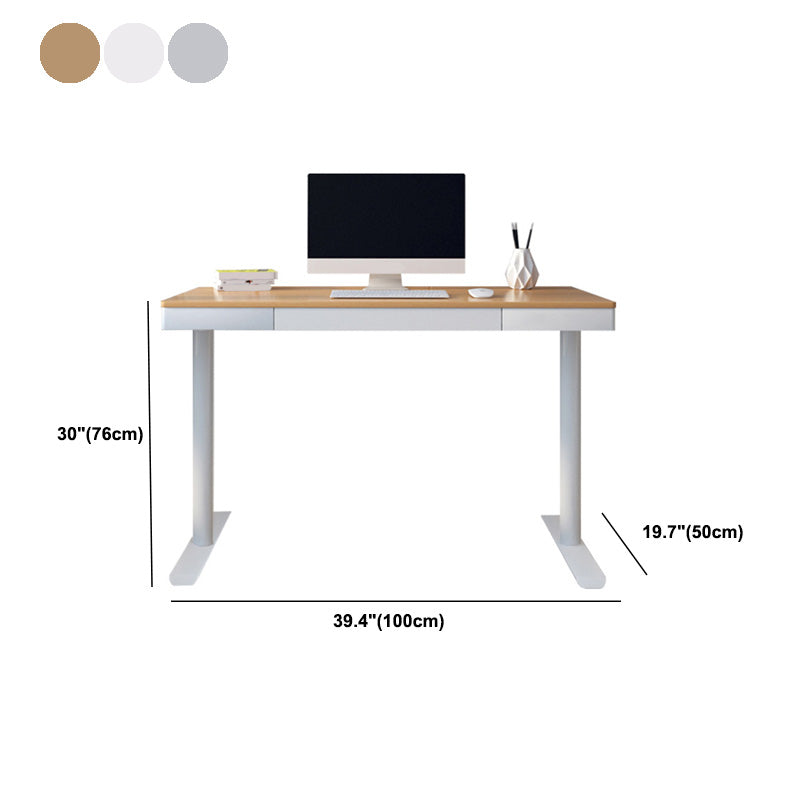 Contemporary Marble T-Shape Office Desk with Metal Legs Writing Desk