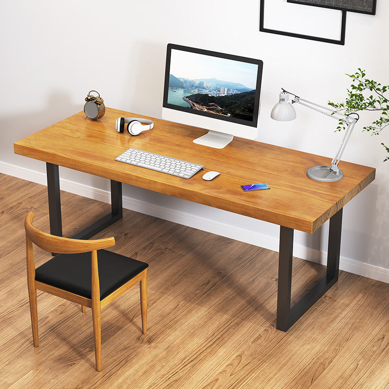 Contemporary Wooden Gaming Desk in Brown30"H Desk with Iron Legs