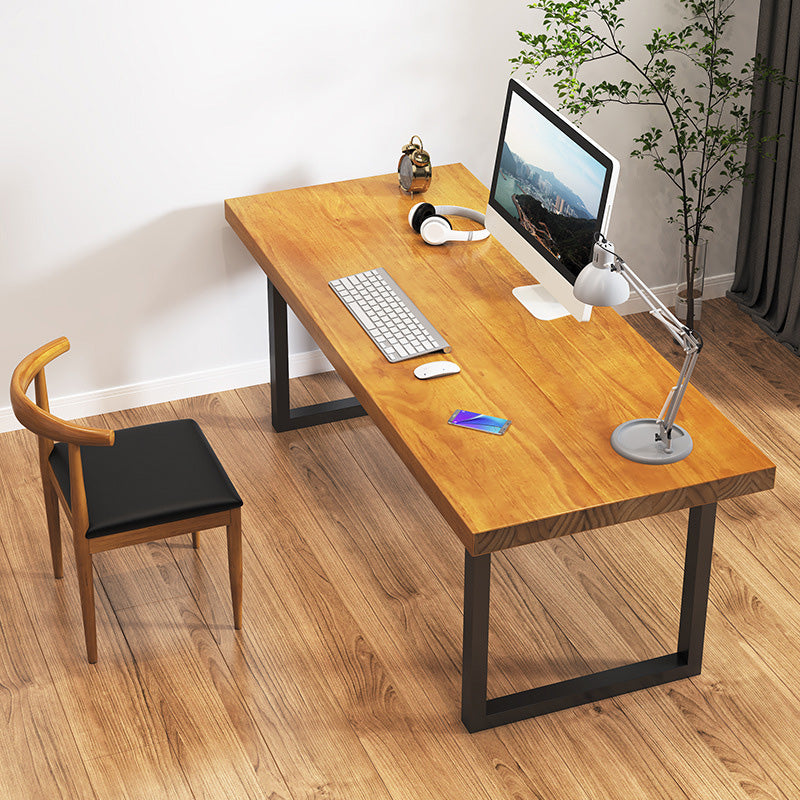 Contemporary Wooden Gaming Desk in Brown30"H Desk with Iron Legs