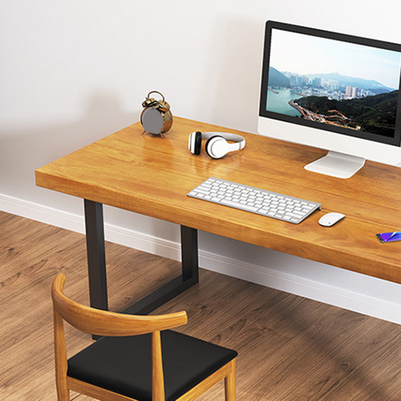 Contemporary Wooden Gaming Desk in Brown30"H Desk with Iron Legs