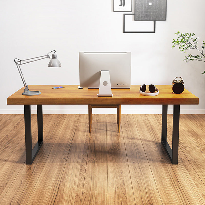 Contemporary Wooden Gaming Desk in Brown30"H Desk with Iron Legs