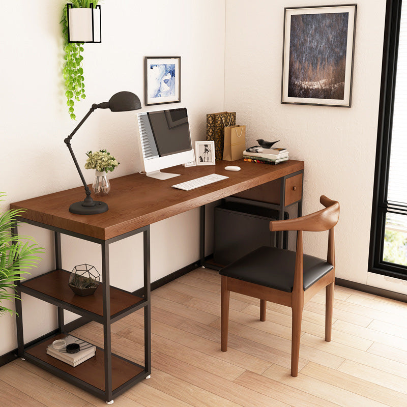 Contemporary Solid Wood Office Desk 30-inch H Computer Desk  in Brown