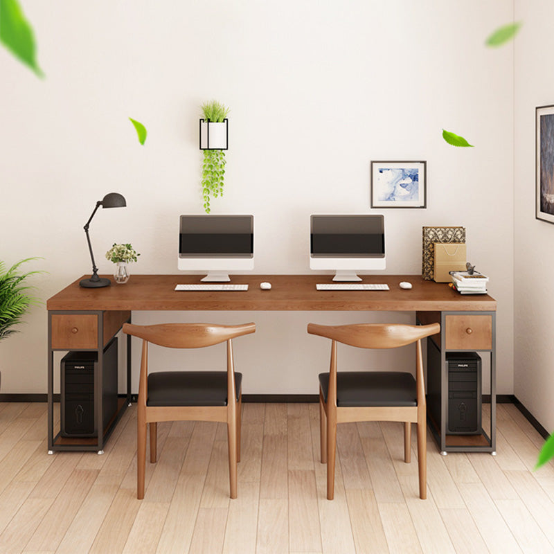 Contemporary Solid Wood Office Desk 30-inch H Computer Desk  in Brown