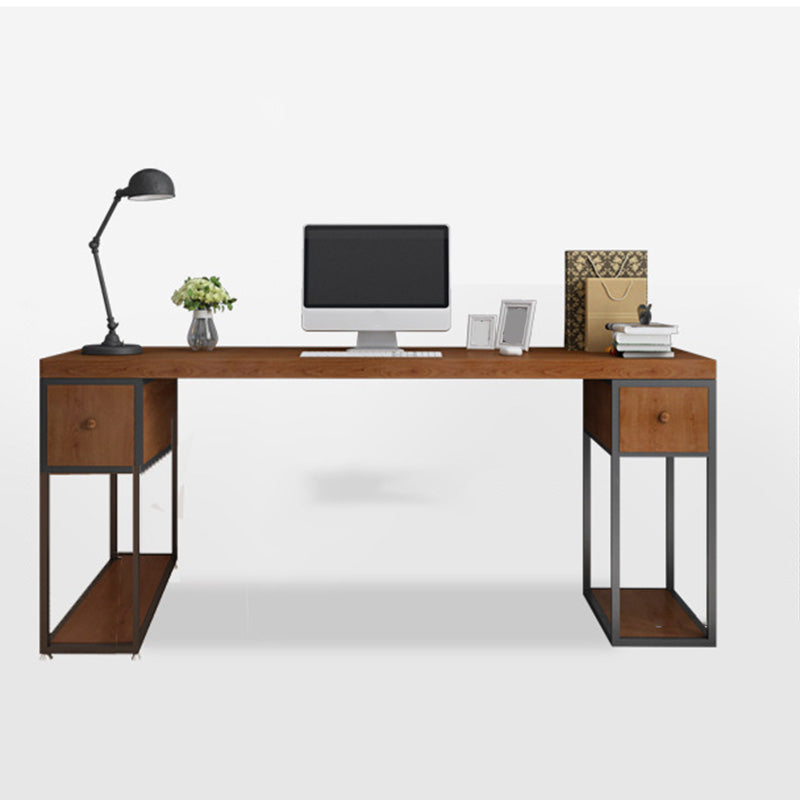 Contemporary Solid Wood Office Desk 30-inch H Computer Desk  in Brown