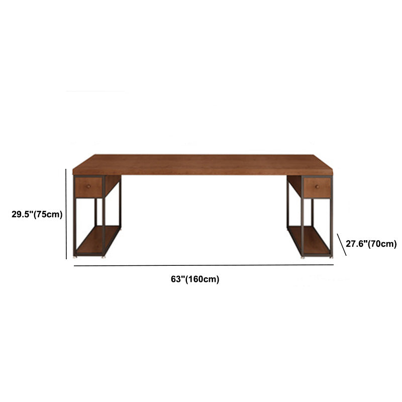 Contemporary Solid Wood Office Desk 30-inch H Computer Desk  in Brown