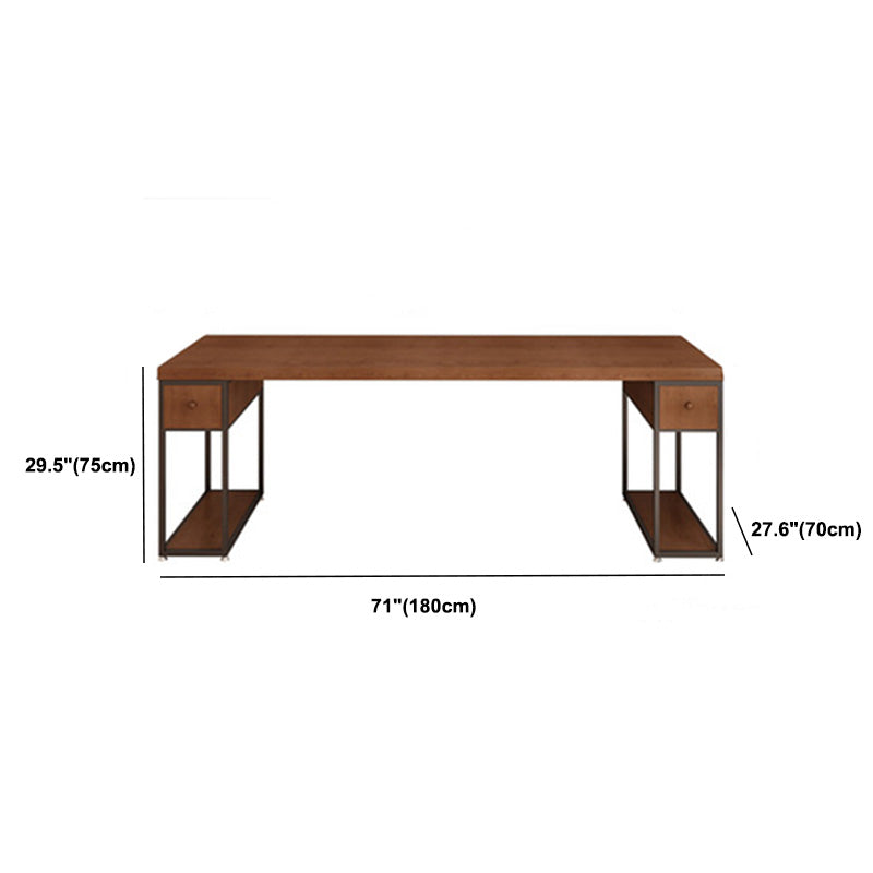 Contemporary Solid Wood Office Desk 30-inch H Computer Desk  in Brown