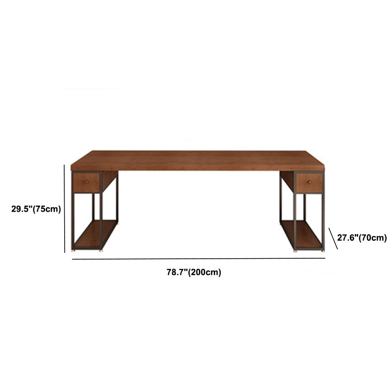 Contemporary Solid Wood Office Desk 30-inch H Computer Desk  in Brown