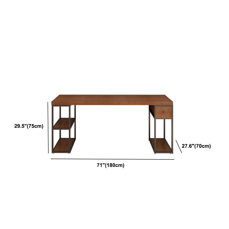 Contemporary Solid Wood Office Desk 30-inch H Computer Desk  in Brown