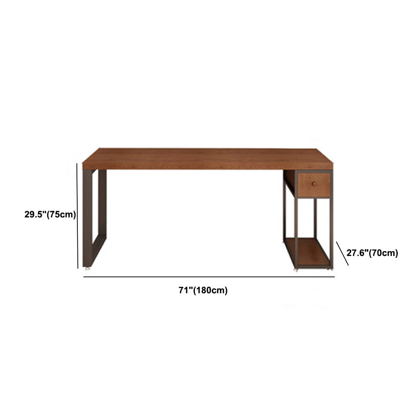 Contemporary Solid Wood Office Desk 30-inch H Computer Desk  in Brown