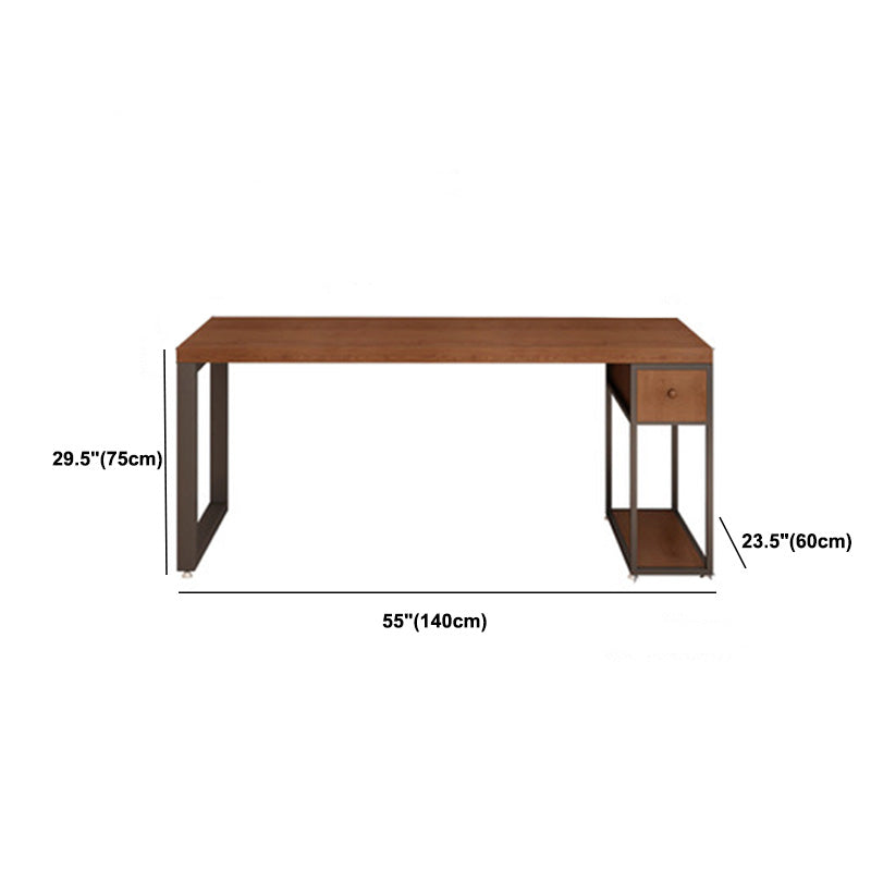 Contemporary Solid Wood Office Desk 30-inch H Computer Desk  in Brown