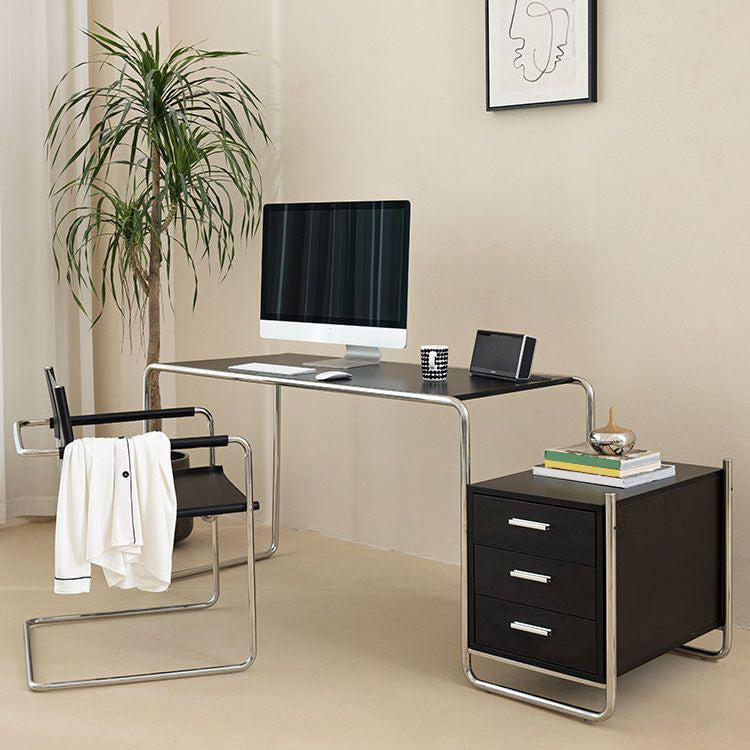 Black and White Office Desk Pedestal Wooden Writing Desk for Home