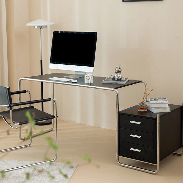 Black and White Office Desk Pedestal Wooden Writing Desk for Home